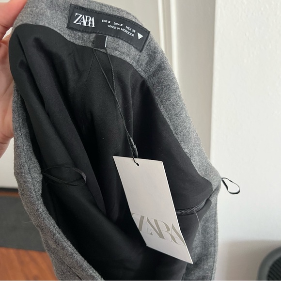 Zara Strapless Flannel Bow Top Grey Black Tube Top Wool Blend Size Small NWT - Picture 9 of 10